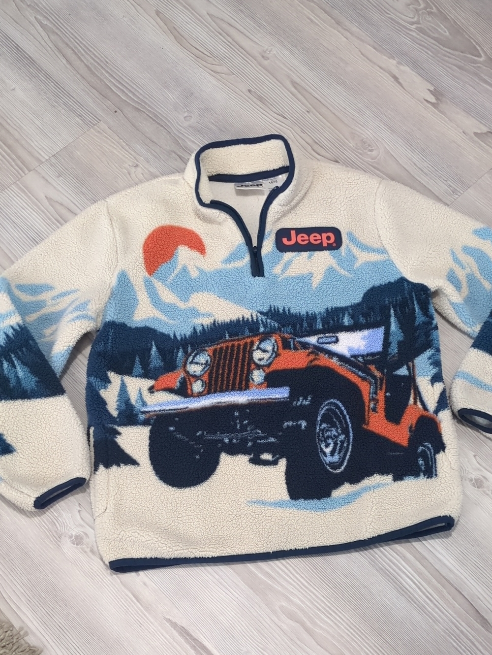 Jeep Sherpa Fleece Pullover Youth 14/16 Mountain Off Road Graphic